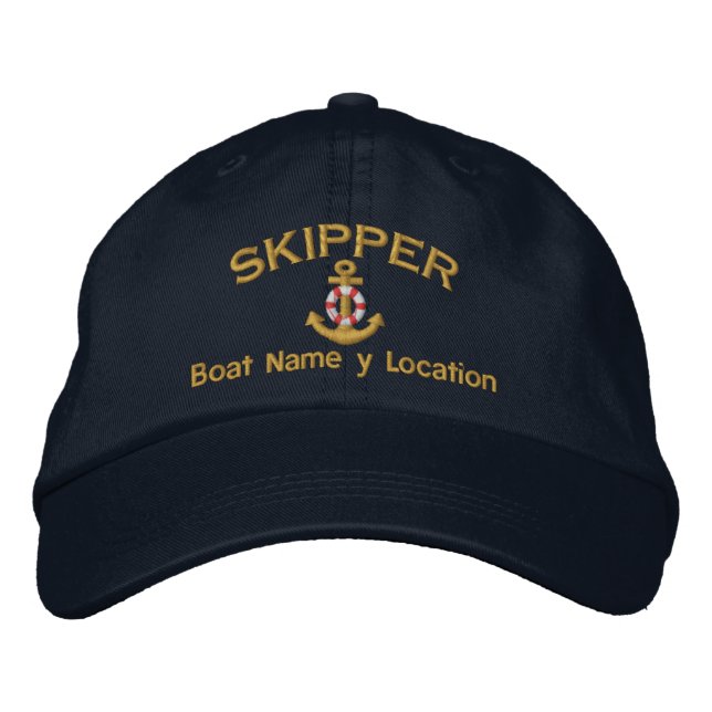 Skipper Lifesaver Your Boat Name Your Name or Both Embroidered Baseball Hat (Front)