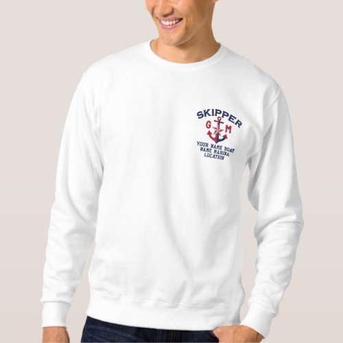 Skipper Nautical Anchor Personalized Monogram Embroidered Sweatshirt