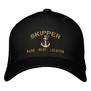 Skipper Nautical Rope Anchor Your Boat Name Embroidered Baseball Hat