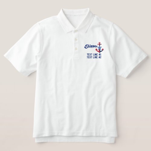 Skipper Nautical Star Nautical Your Text Embroidered Polo Shirt
