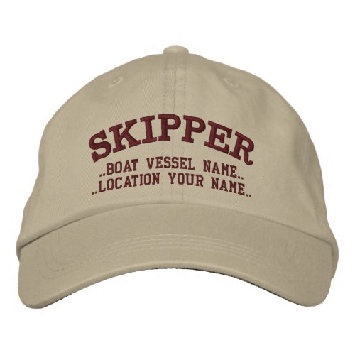 SKIPPER Personalize it Your Boat Your Name Embroidered Baseball Hat