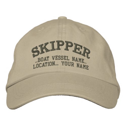 SKIPPER Personalize Your Boat Your Name Embroidered Baseball Cap