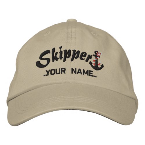 Skipper Personalize Your Name Rope Anchor Embroidered Baseball Hat