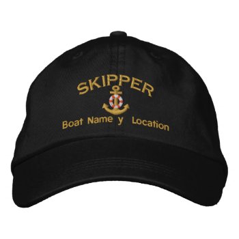 Skipper Personalized Boat Name Your Name Or Both Embroidered Baseball Hat by CaptainShoppe at Zazzle