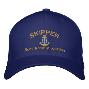 Skipper Style Your Boat Name Your Name Or Both Embroidered Baseball Hat by CaptainShoppe at Zazzle