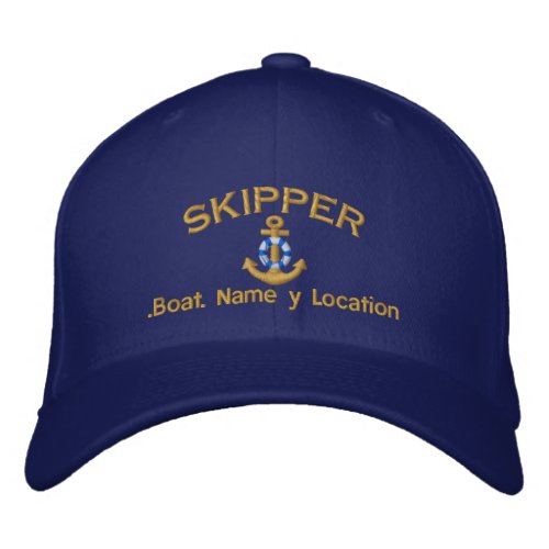 Skipper Style Your Boat Name Your Name or Both Embroidered Baseball Hat