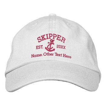 Skipper With Anchor Personalized Embroidered Baseball Cap by Ricaso_Graphics at Zazzle