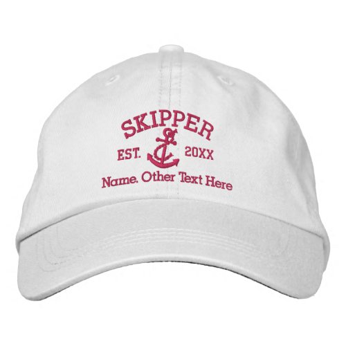 Skipper With Anchor Personalized Embroidered Baseball Cap