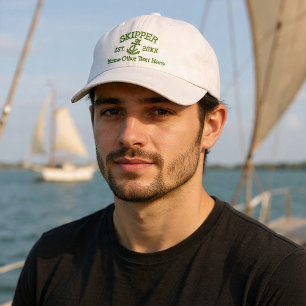 Skipper With Anchor Personalized Embroidered Baseball Cap