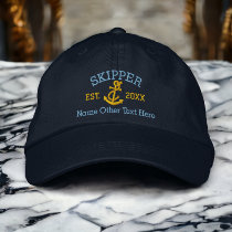 Skipper With Anchor Personalized Embroidered Baseball Cap