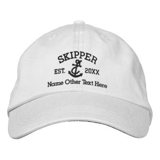 Skipper With Anchor Personalized Embroidered Baseball Cap