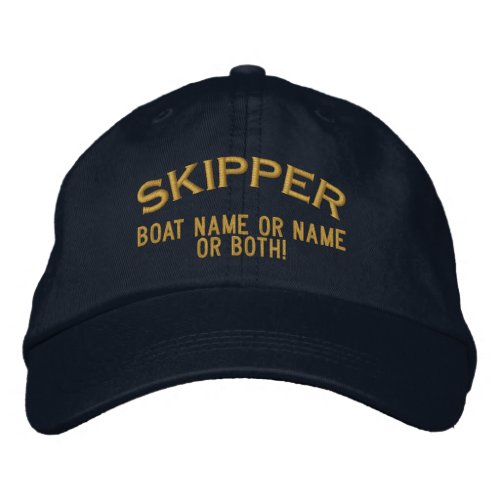 Skipper Your Boat Name Your Name or Both Embroidered Baseball Cap