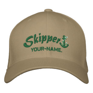 Skipper Your Name Rope Anchor Embroidered Baseball Hat