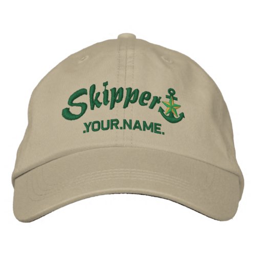 Skipper Your Name Star Anchor Embroidered Baseball Cap