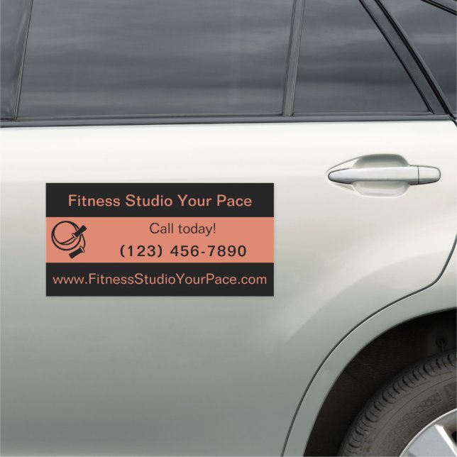 Skipping Rope CTA Gym Name www Orange Black Car Magnet (In Situ)