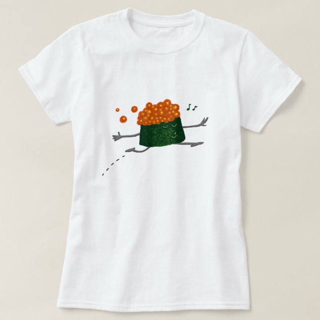Skipping Salmon Roe Funny Sushi T-Shirt (Design Front)