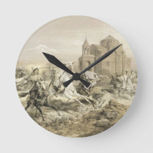 Skirmish of Persians and Kurds in Armenia, plate 1 Round Clock