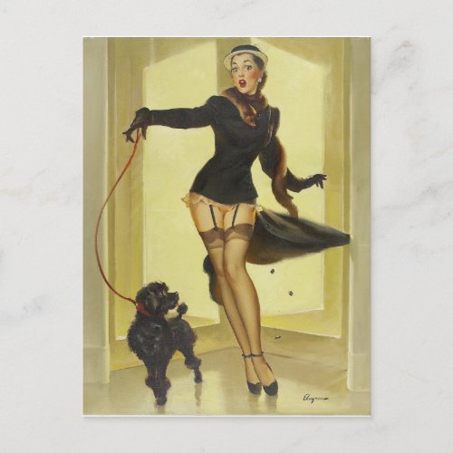 Skirting the Issue Pin Up Art Postcard