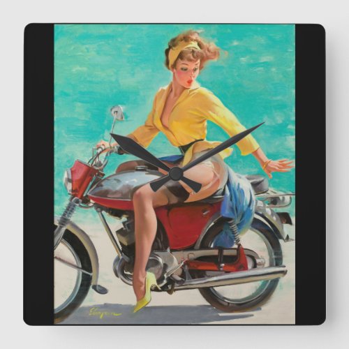 Skirting the Issue Pin Up Art Square Wall Clock