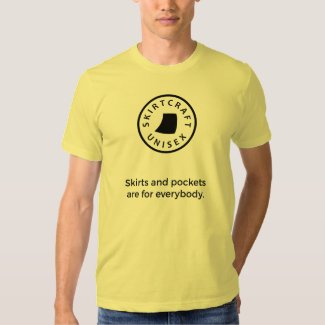 Skirts and Pockets Are for Everybody T-Shirt - men's style with black graphics