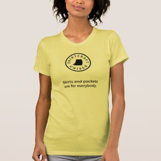 Skirts and Pockets Are for Everybody T-Shirt - women's style with black graphics