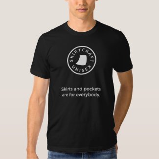 Skirts and Pockets Are for Everybody T-Shirt - men's style with white graphics