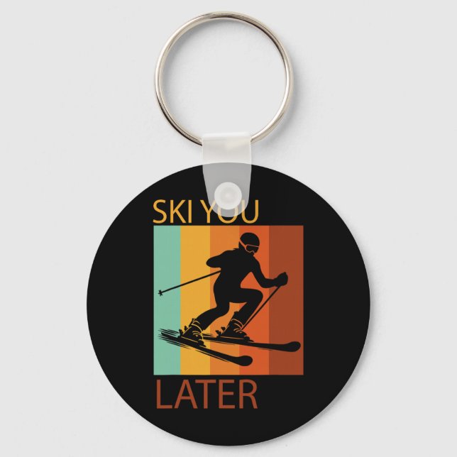 Skis, Alpine Skiing, _22  Keychain (Front)