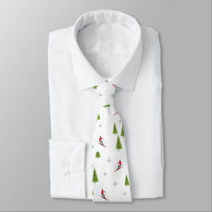 Skis and Pine Trees  Neck Tie