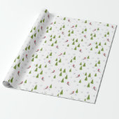 Skis and Pine Trees Wrapping Paper (Unrolled)