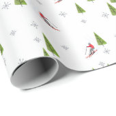 Skis and Pine Trees Wrapping Paper (Roll Corner)