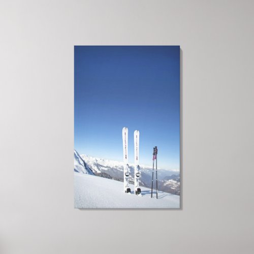 Skis and Ski Poles Canvas Print