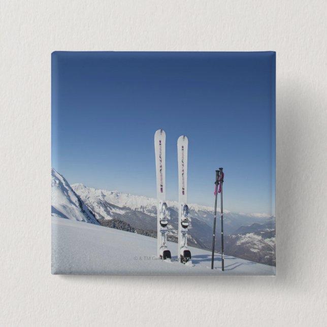 Skis and Ski Poles Pinback Button (Front)