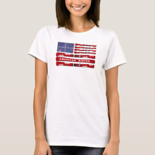 Skis and Snowflakes USA Flag for Winter T-Shirt