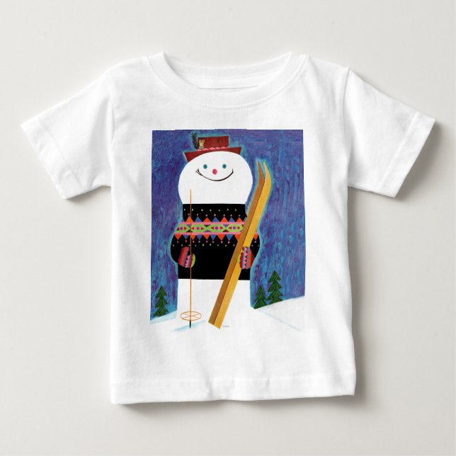 Skis for Snowman Baby T-Shirt (Front)