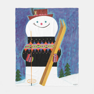 Skis for Snowman Fleece Blanket