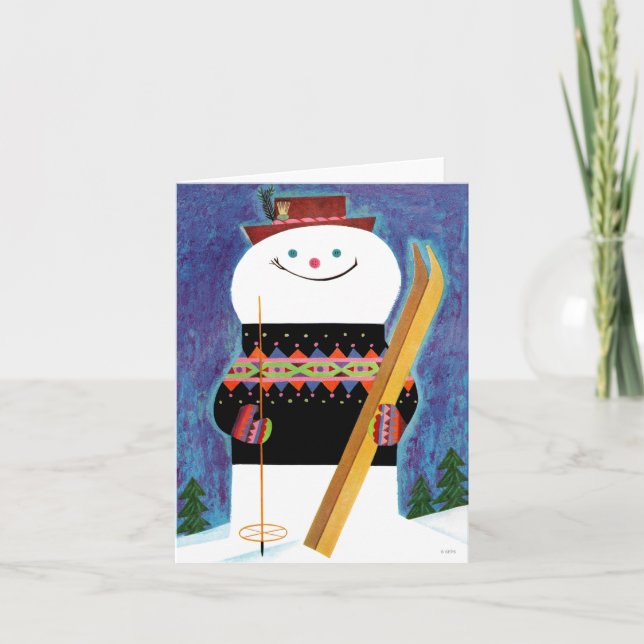 Skis for Snowman Holiday Card (Front)