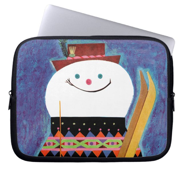 Skis for Snowman Laptop Sleeve (Front)