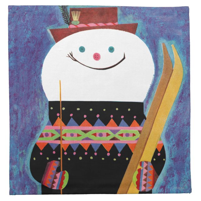 Skis for Snowman Napkin (Front)