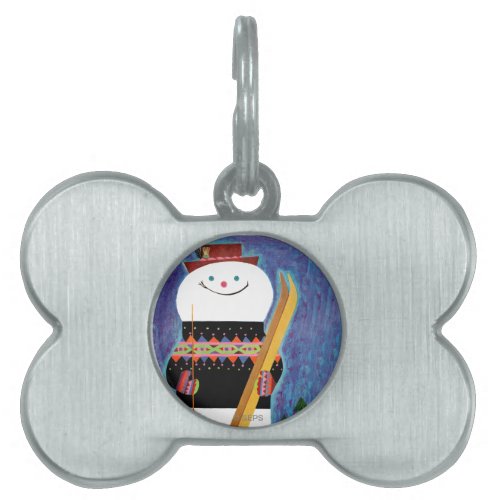 Skis for Snowman Pet Tag