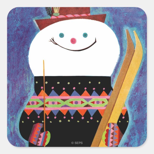 Skis for Snowman Square Sticker (Front)