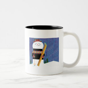 Skis for Snowman Two-Tone Coffee Mug