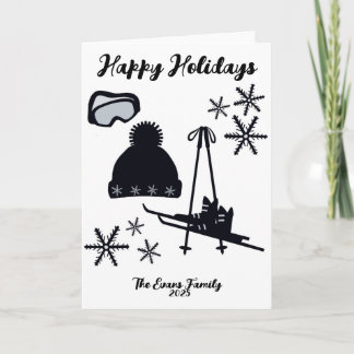Skis, hat, boots & goggles Christmas Card
