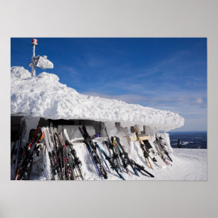 Skis in a ski resort, Lapland poster