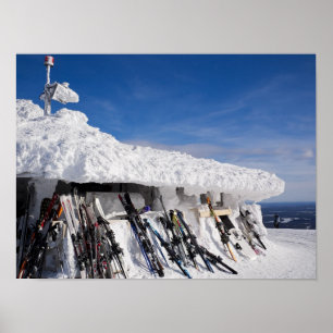 Skis in a ski resort, Lapland poster