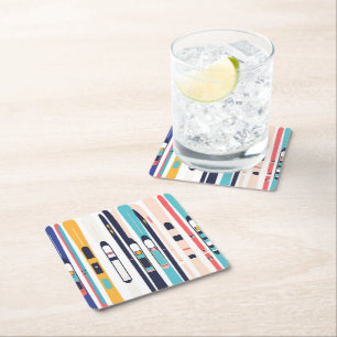 Skis Square Paper Coaster