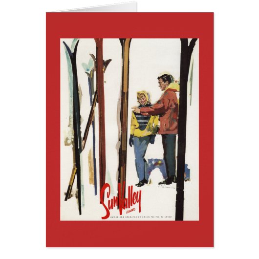Skis Standing Up in Snow by Couple Poster (Front)