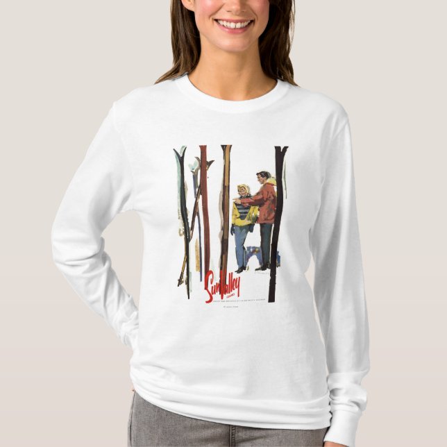 Skis Standing Up in Snow by Couple Poster T-Shirt (Front)