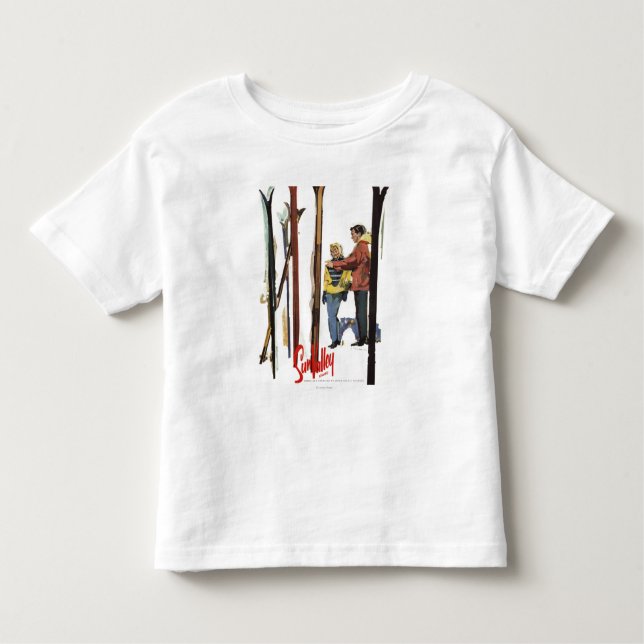 Skis Standing Up in Snow by Couple Poster Toddler T-shirt (Front)