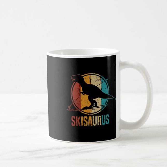 Skisaurus Funny Skiing Dino Ski Dinosaur Skiing Di Coffee Mug (Right)