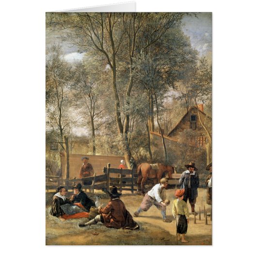 Skittle Players outside an Inn, c.1660-63 Cards (Front)